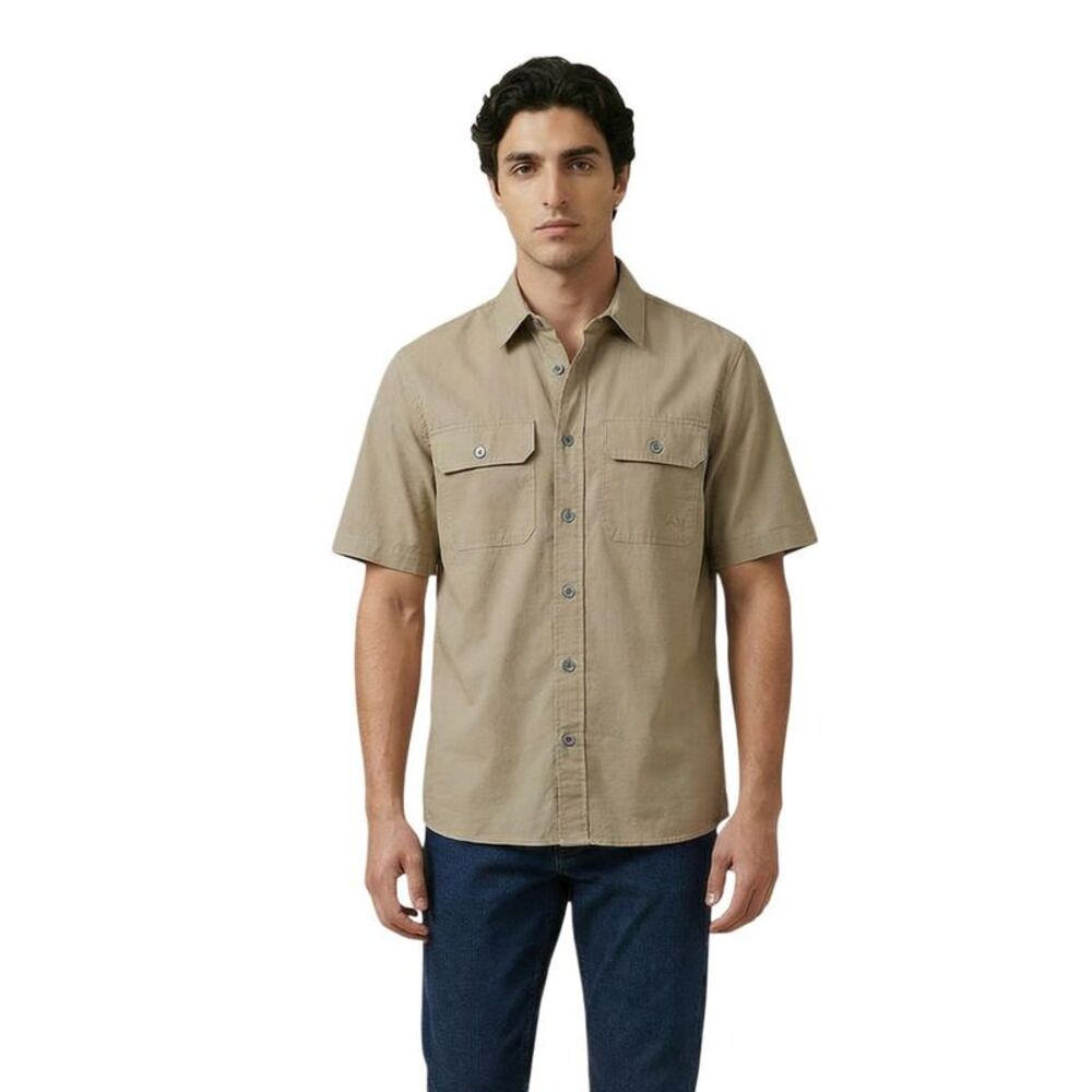 Armani Exchange Beige Cotton Shortsleeve Men's Shirt